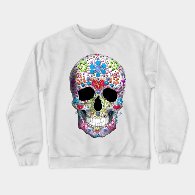 Decorated Skull Crewneck Sweatshirt by TinaGraphics